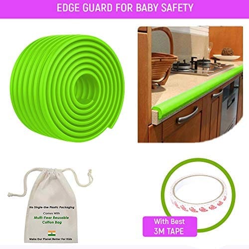 Safe-O-Kid (Set of 2), Soft Cushioned 6.4 Ft / 2 Mtr Multi Functional Edge Guards with Strong 3M Adhesive, Safety for Sharp Edges for Babies- Grass Green view 2