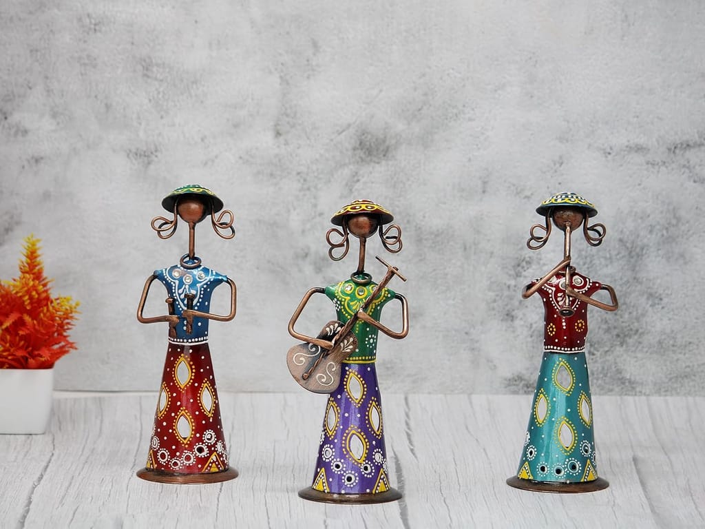 Jyoti handicraft Handpainted Iron Tribal Musician Doll Tealight Candle Holder|Traditional Handicraft Decorative Showpiece|Home Décor| view 2