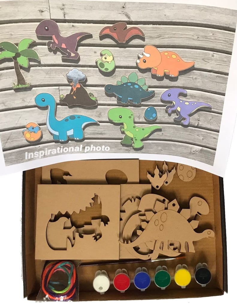 The brown box Dinosaur Painting Kit for Kids,Arts and Crafts for Kids Ages 6-8, 8-12,Gifts for Boys and Girls,Hobby kit,DIY Activity Kit,Art Kit (Dinosaur),Educational Toys for Kids,MDF Cutouts view 2