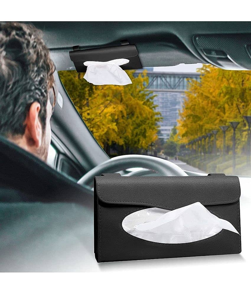 SIAGO Car Tissue Dispenser Leather Black view 2