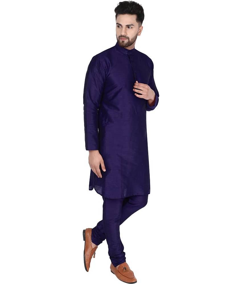SKAVIJ Black Silk Blend Kurta Pyjama Set Pack of 2 view 2