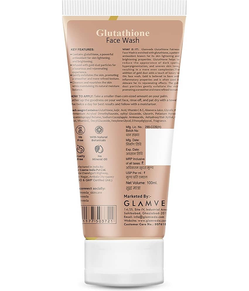 Glamveda Glutathione 24K Gold Face WashSkin Brightening Natural Radiance, 100ml each (Pack of 3) view 2