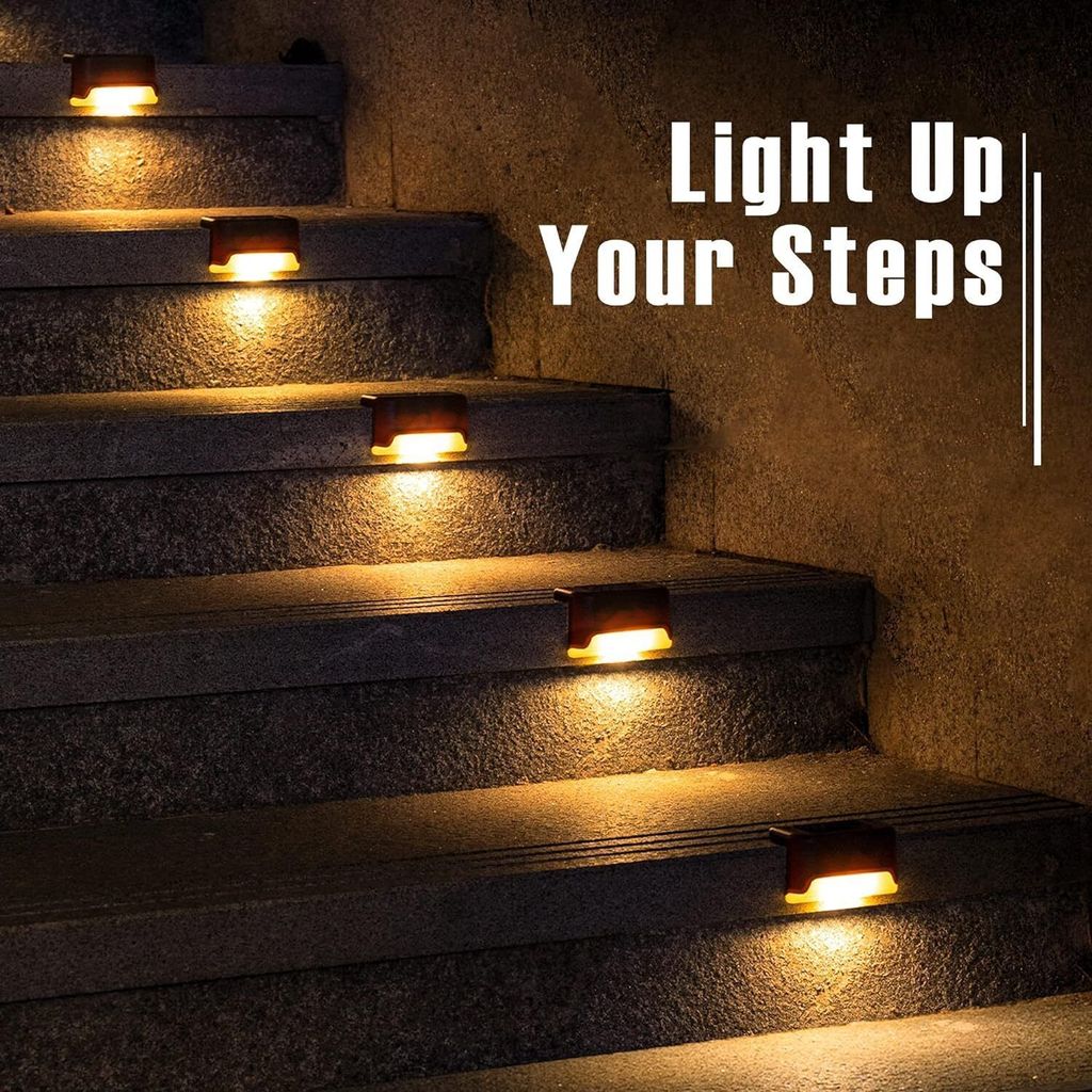 SPARKWORLD SolarStep Solar-Powered LED Step & Deck Light 4-Pack (Warm White, IP65 Waterproof) | Size: 1200 mAh | Colour: SolarStep_4qty view 2