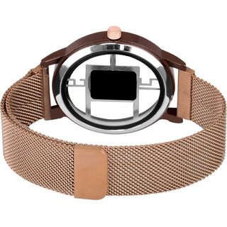 HRV Men's Round Dial Rose Gold Strap Analog Watch view 2