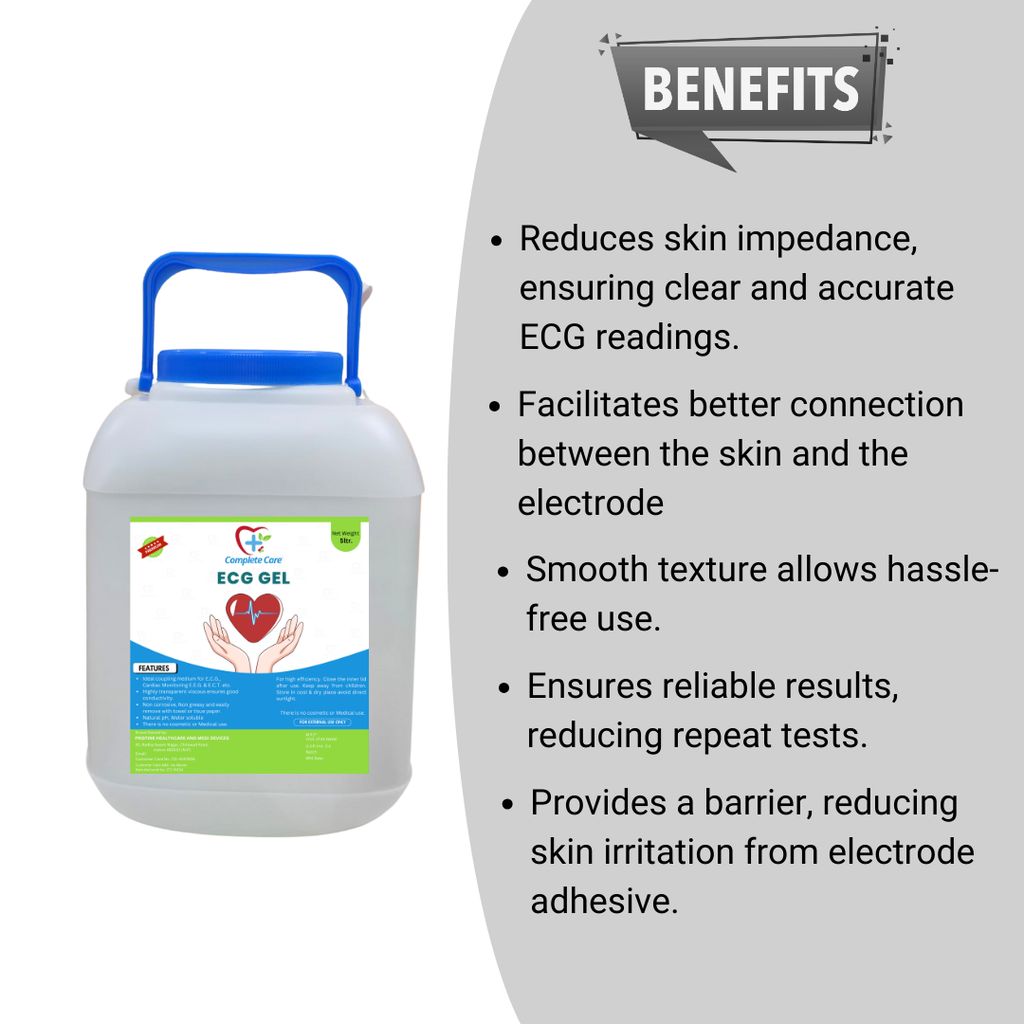 Complete Care ECG Gel, High Conductivity, Skin Friendly & Ultrasound Compatible, Electrocardiography, Physio & Therapeutic Purpose Gel, 5000 ml each view 2