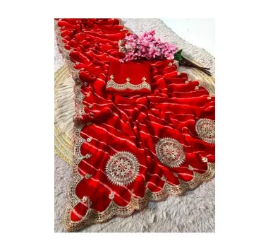 Georgette prisam Lehriya saree with premium heavy pallu