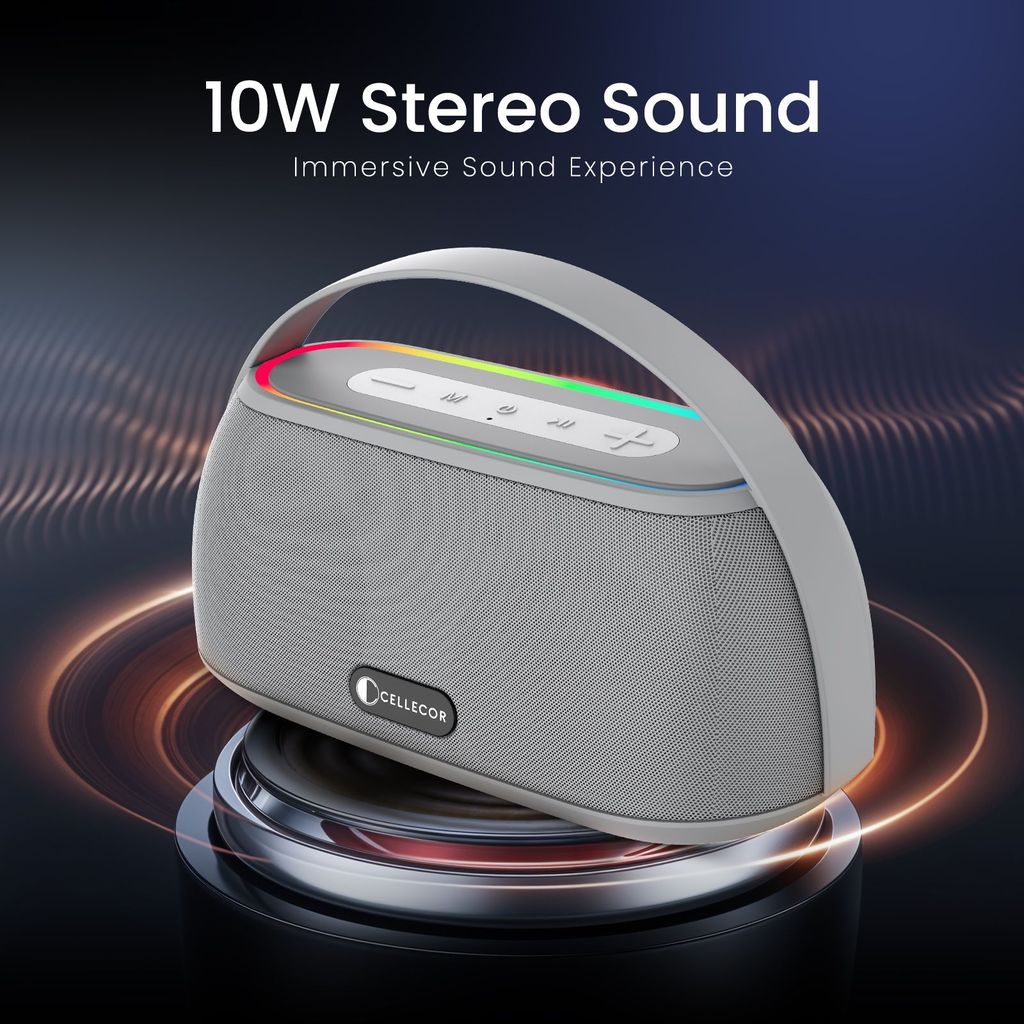 Cellecor CLB-60 | 10 Hr Playtime | BT-v5.3 | 2600mAH | Water Resistant 10 W Bluetooth Speaker-grey view 2