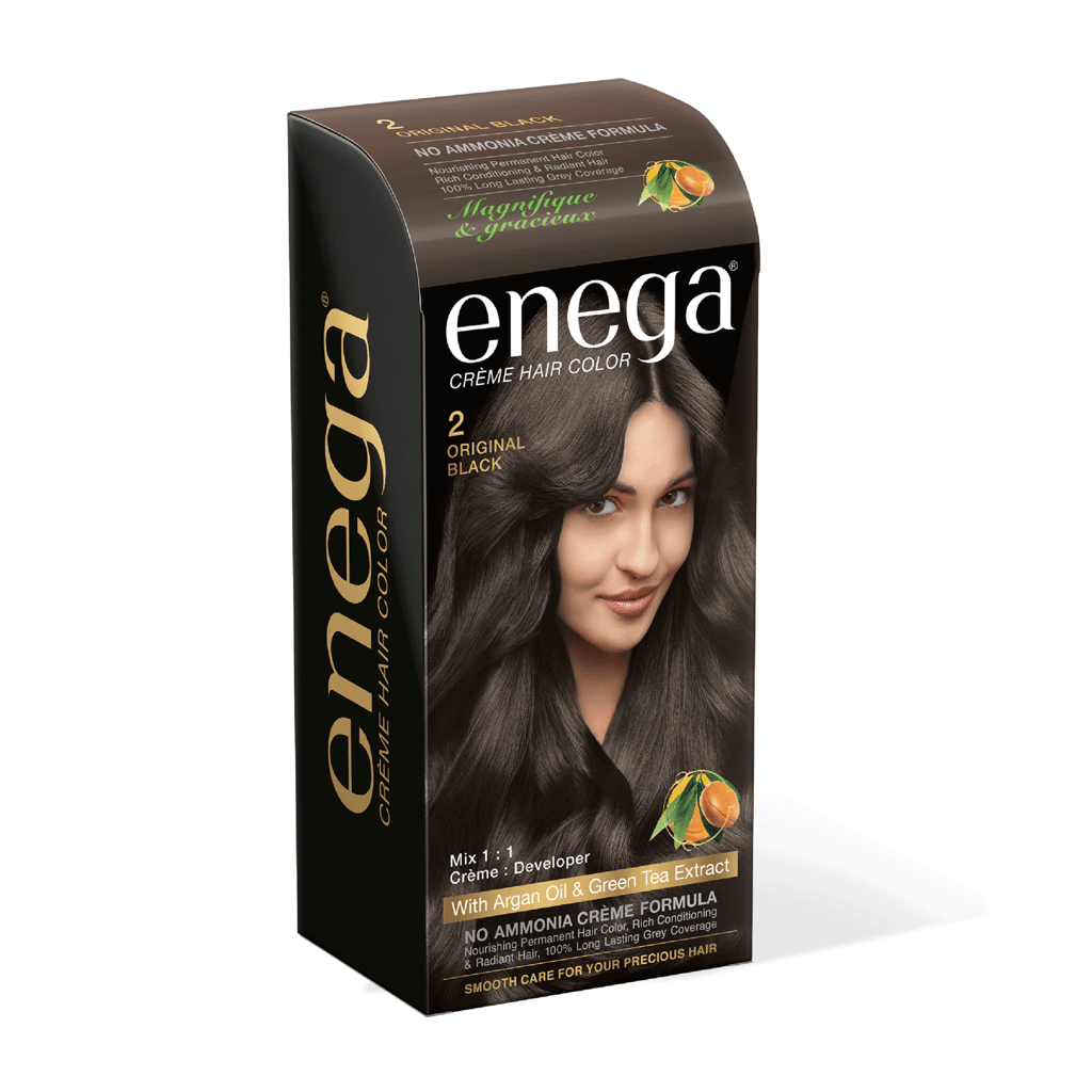Enega nourishing no ammonia original black cream hair color with argon oil& green tea extract 120ml
