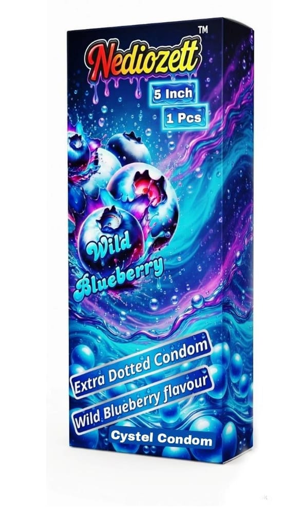 Nediozett Crystal Condom Wild Blueberry Flavor For Long Last Action Silicone Reusable Condom Extra Dotted 5 inch (Pack of 1) view 2