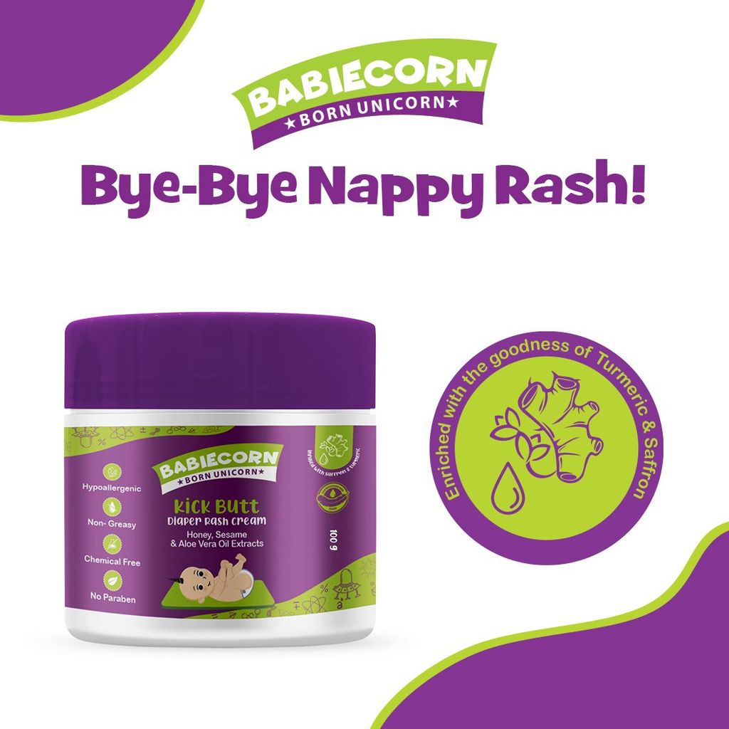 BABIECORN Kick Butt Diaper Rash Cream With Honey Sesame and Aloe Vera Oil Extracts (100 g) view 2
