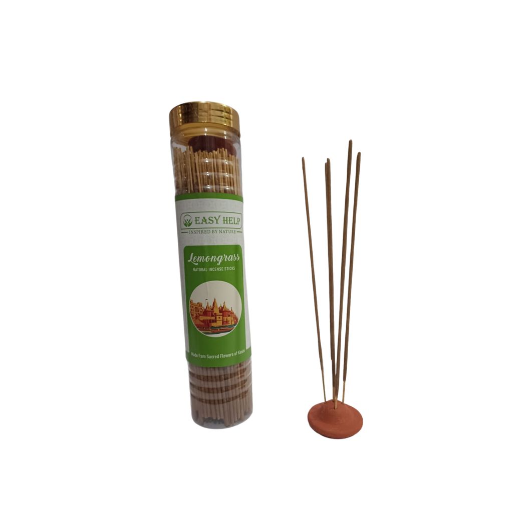 Lemongrass Incense Sticks – Handcrafted, Made with Natural Flowers, Charcoal-Free, Long-Lasting Fragrance view 2