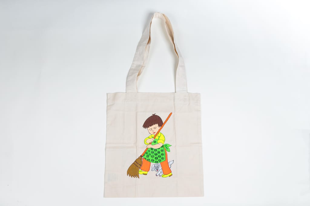 Handmade Fabric Painting Tote Bag 1 Piece each view 2