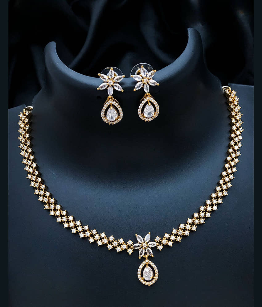 ROFARWORD Gold Brass Necklace Set ( Pack of 1 ) view 2