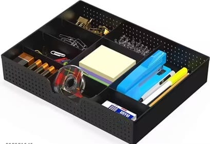 Drawer Organizer with 9 Adjustable Dividers – Multi-Functional Storage Tray (Black, Pack of 1) view 2