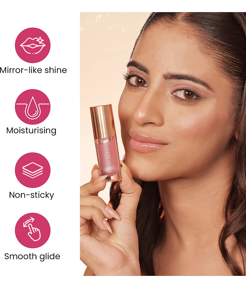 Swiss Beauty Moist Heist Shimmer Lip Oil , 4.8 g, Pink Flicker view 2