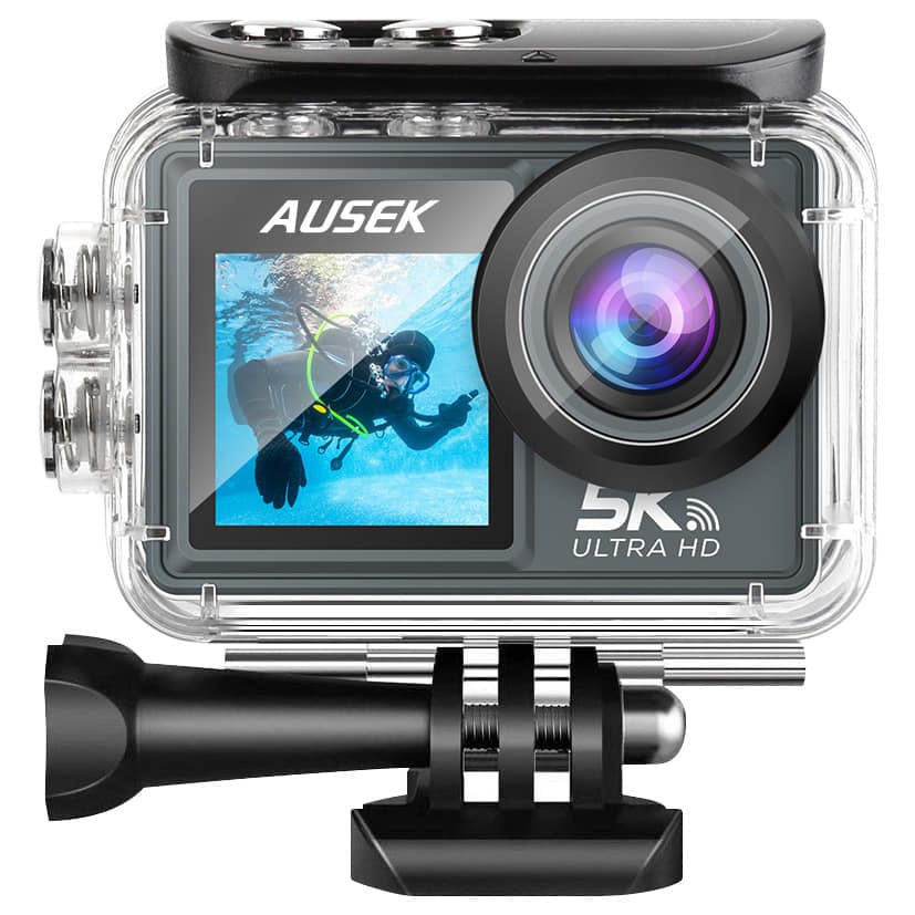 AUSHA 5K Ultra HD Action Camera | 50MP Photos | Dual Screen | EIS Stabilization | 30M Waterproof view 2