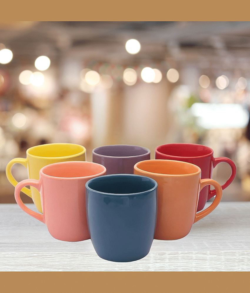 Love Unlimited Multicolor priya Solid Ceramic Tea Cup 120 ml ( Pack of 6 ) view 2