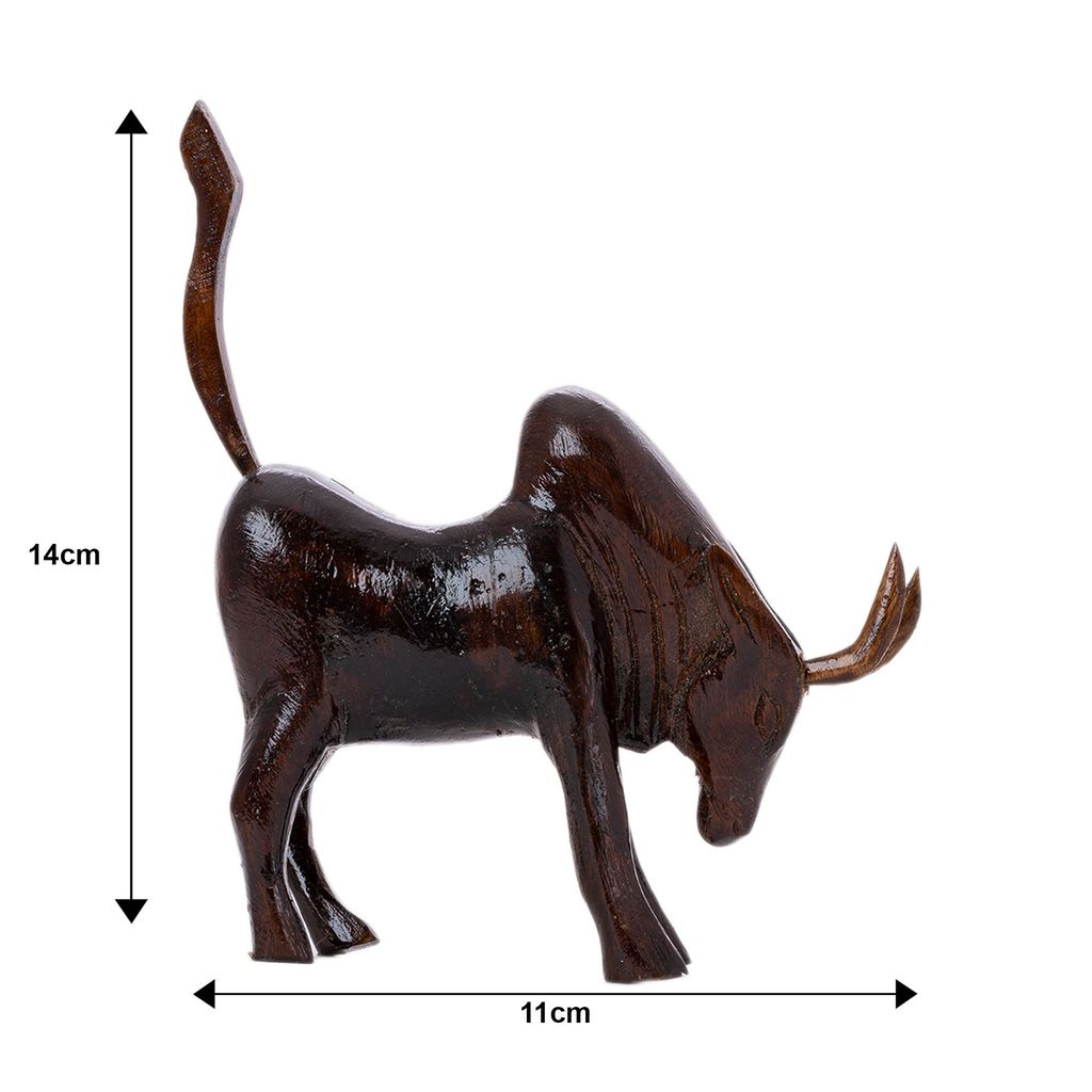 SOWPEACE Handcrafted Wooden Ox Small “Horns of Power” showpiece, Premium Artisan Made Tabletop Home Decor for Living view 2
