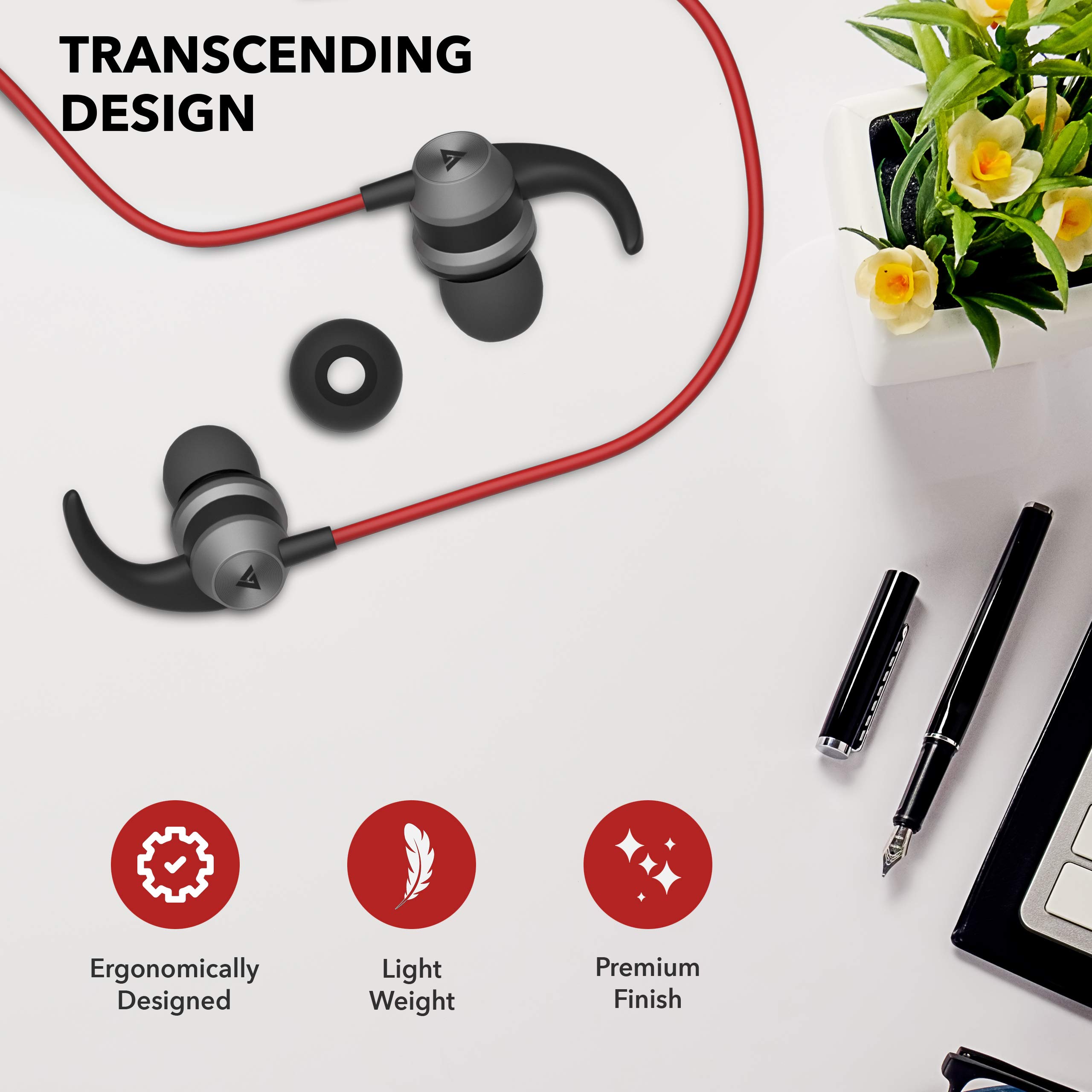 GOBOULT BassBuds X1 in-Ear Wired Earphones with 10mm Extra Bass Driver and HD Sound with mic (Red) view 2