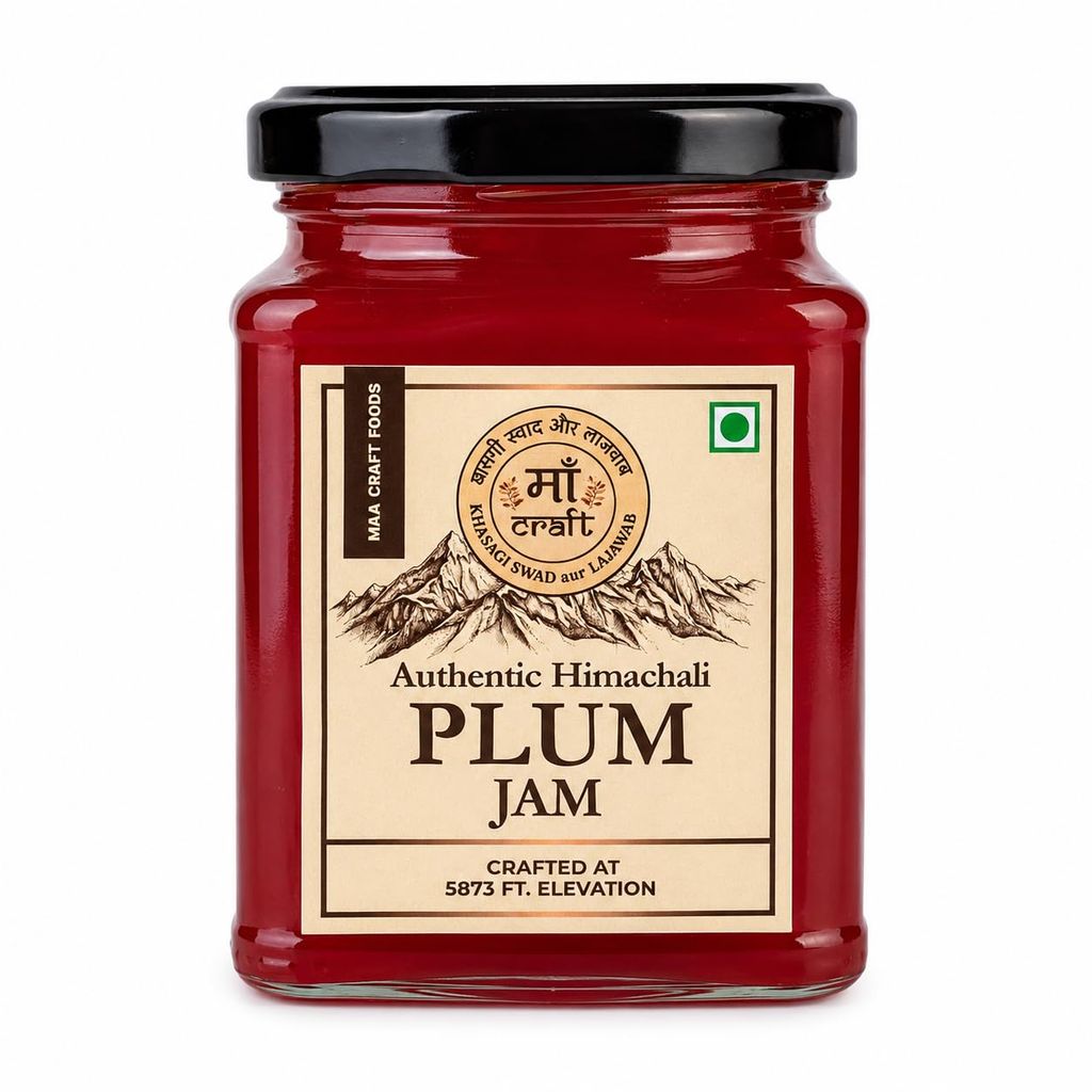 Maa Craft Plum Jam | Himachali Plum Preserve | Handmade Fruit Jam | Himalayan Crafted | Sweet & Tangy Spread | No Artificial Flavours | 300g