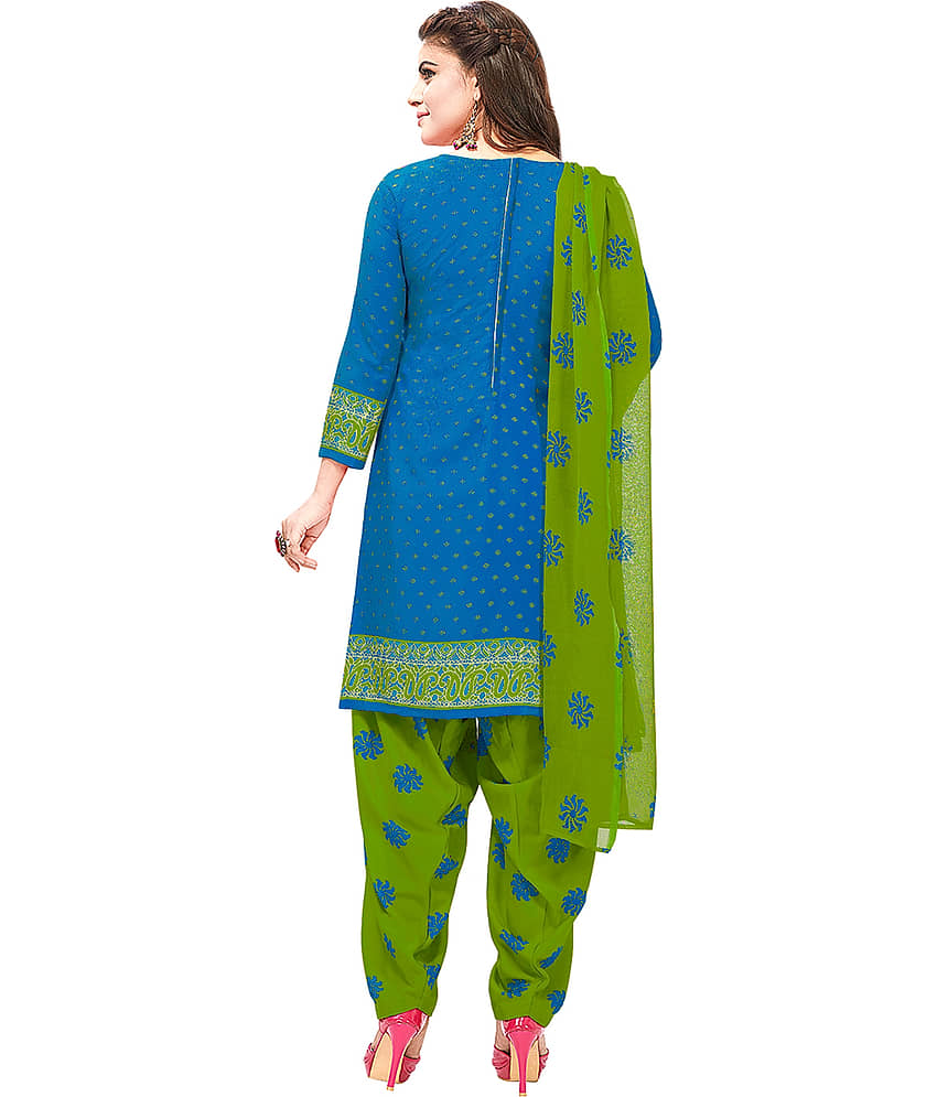 Jevi Prints Blue Synthetic Dress Material view 2