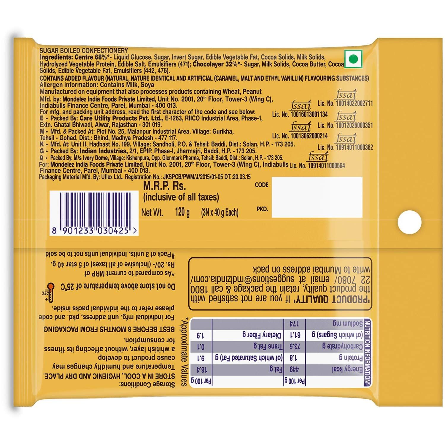 Cadbury 5 Star Chocolate Bar 120 Gms view 2