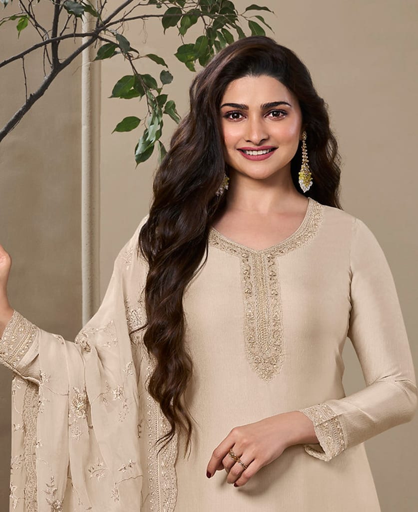 New Wedding Wear Crepe Silk Straight Suit for Women view 2
