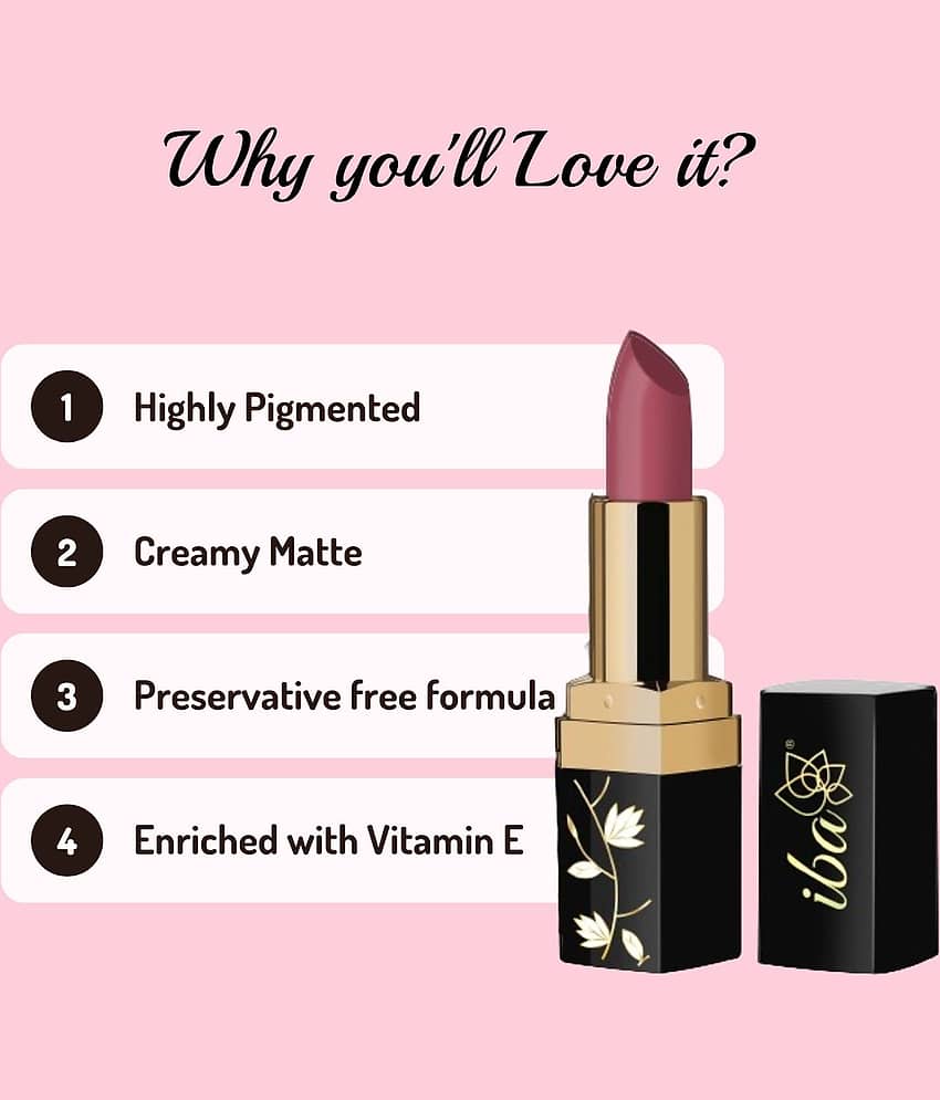 Iba Long Stay Matte Lipstick Limited Edition L02 Turkish Rose, 4g , Highly Pigmented & Long Lasting, (Pack of 1) view 2