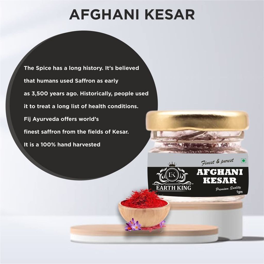 EARTH KING Natural & Finest A++ Grade Afghani Kesar Thread |Original Kesar| Saffron/Keshar/Zafran/Jafran for Beauty & Health Care � 3GM (Combo Pack) view 2