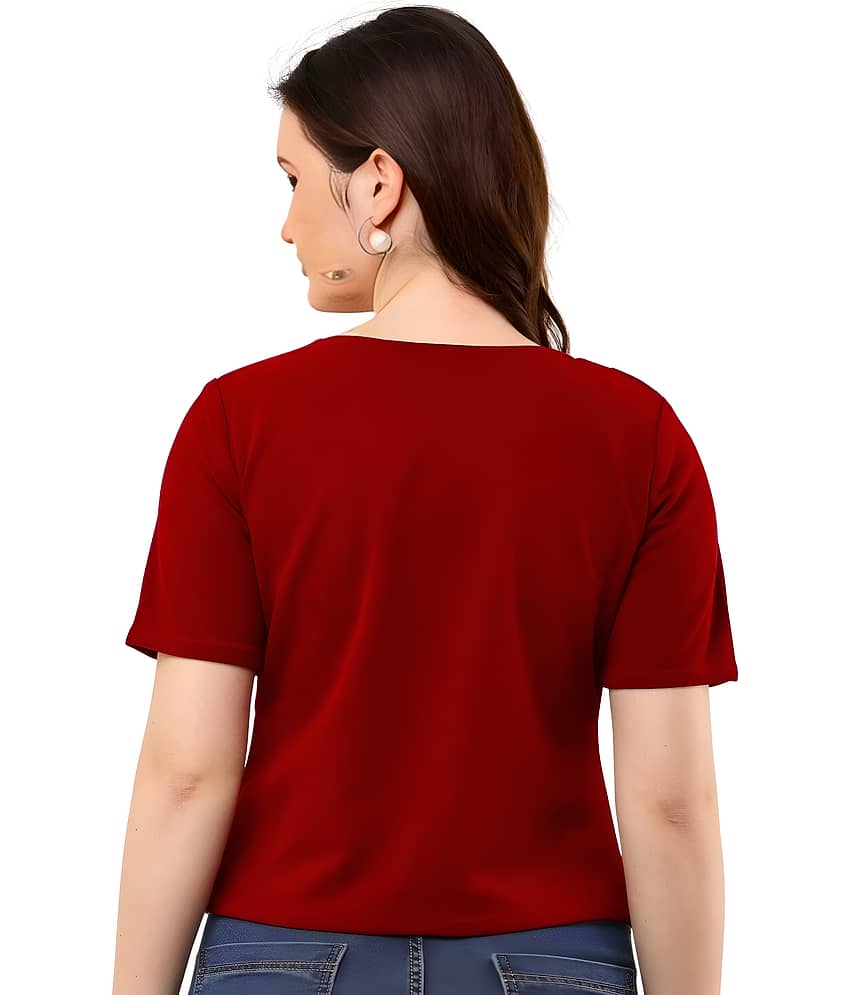 Hemang Fashion Women's Polyester Shirt Style Top ( Red ) view 2