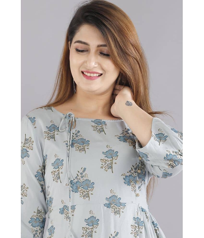 EXPORTHOUSE - Multicolor Rayon Women's Flared Kurti ( Pack of 1 ) view 2