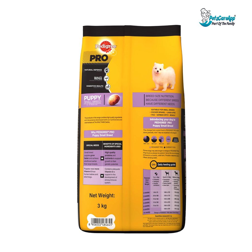 Pedigree PRO Expert Nutrition Small Breed Puppy (2-9 Months) Dry Dog Food, Chicken, 3kg Pack view 2