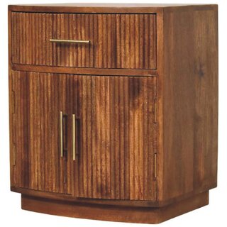 Solid Wood Curved Ribbed Bedside with Drawer view 2