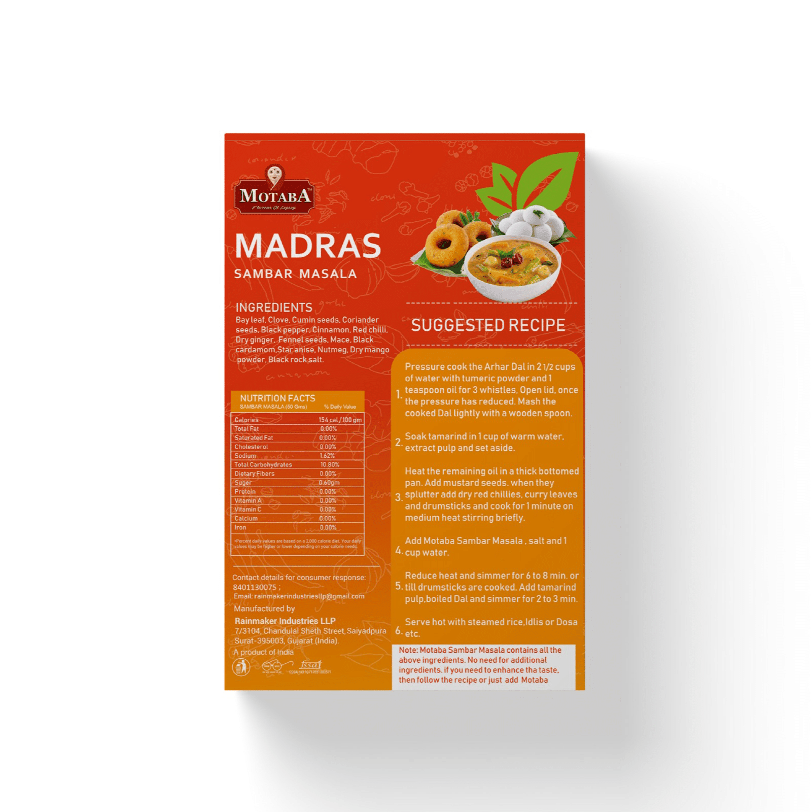 MOTABA Madras Sambar Masala, 100 gm view 2