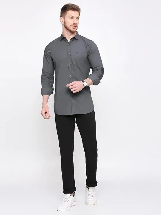 Grandstitch Men Regular Fit Solid Spread Collar Casual Shirt view 2