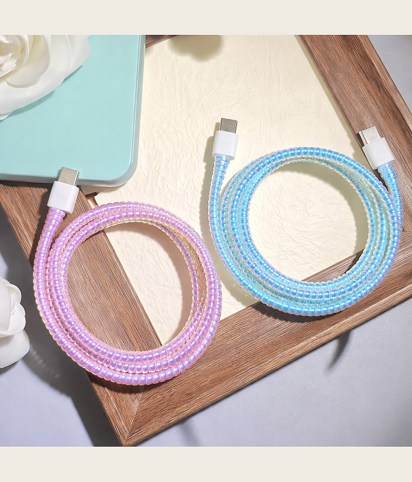 Purple Dust Metallic Finish Cable Spiral Protector/Wire Repair/Pet Cord Protector, Cable Wrap Charging Cable (Pack of 2) view 2