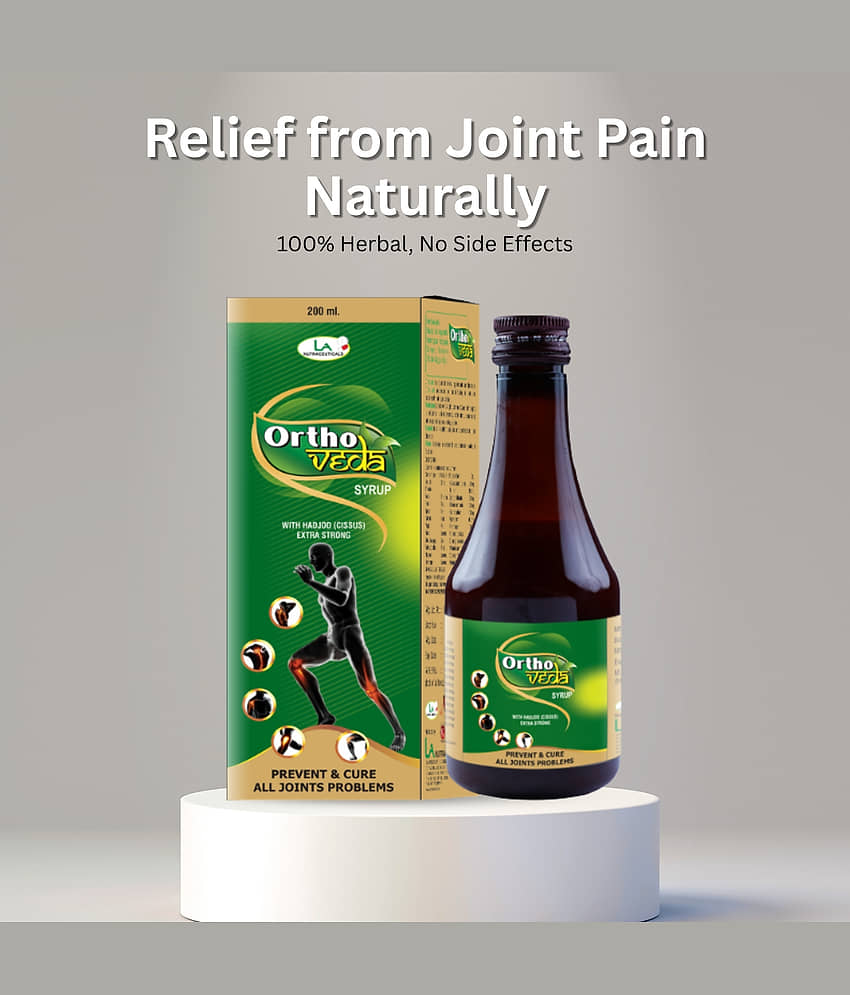 La Nutraceuticals Ortho Veda Ayurvedic Joint Care Syrup 200ml for Joint Lubrication & Bone Strength Relief from Stiffness & Swelling (Pack of3) view 2