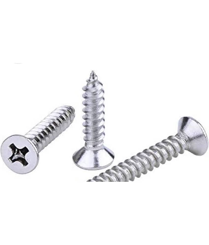 ADISON SILVER FLATHEAD screws mild steel heavy duty sharp point screws 3.5*25mm pack of 100 pcs screws and get 25 pcs screws free