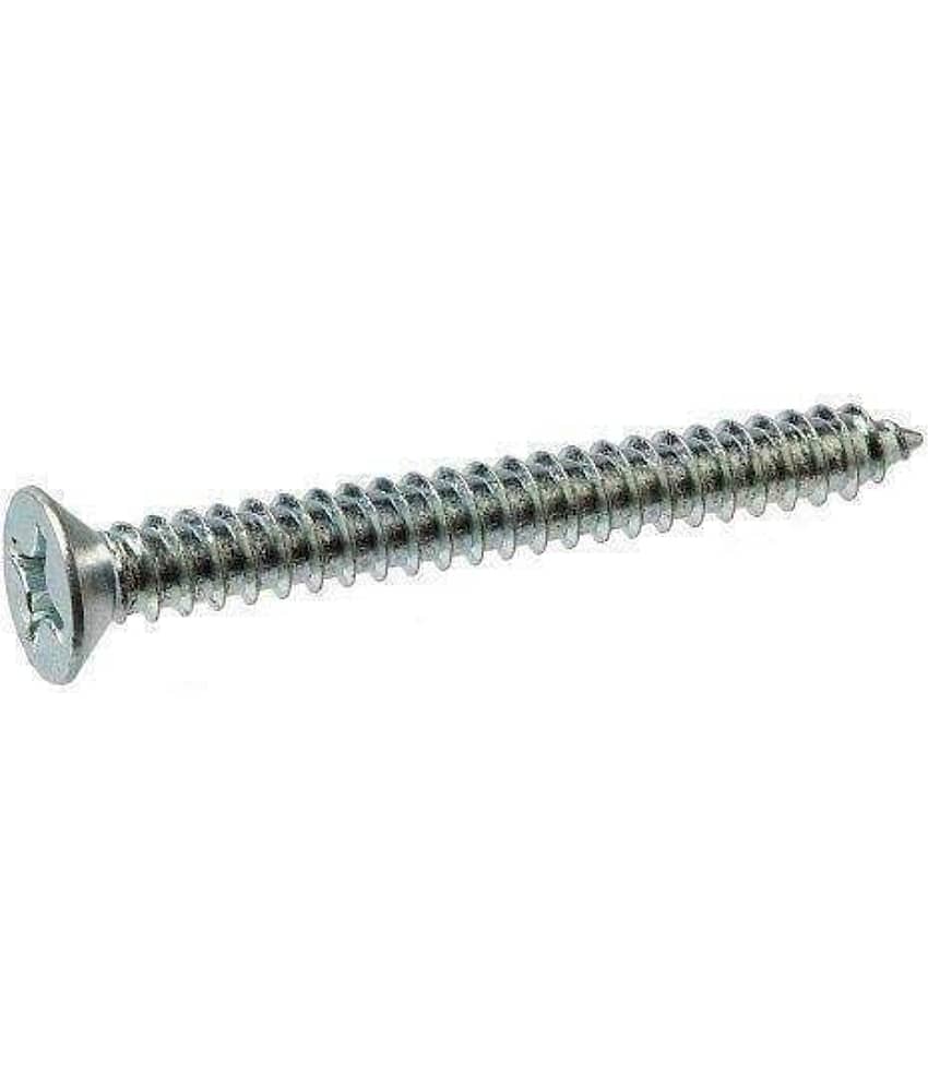 ADISON SILVER FLATHEAD screws mild steel heavy duty sharp point screws 3.5*25mm pack of 100 pcs screws and get 25 pcs screws free view 2