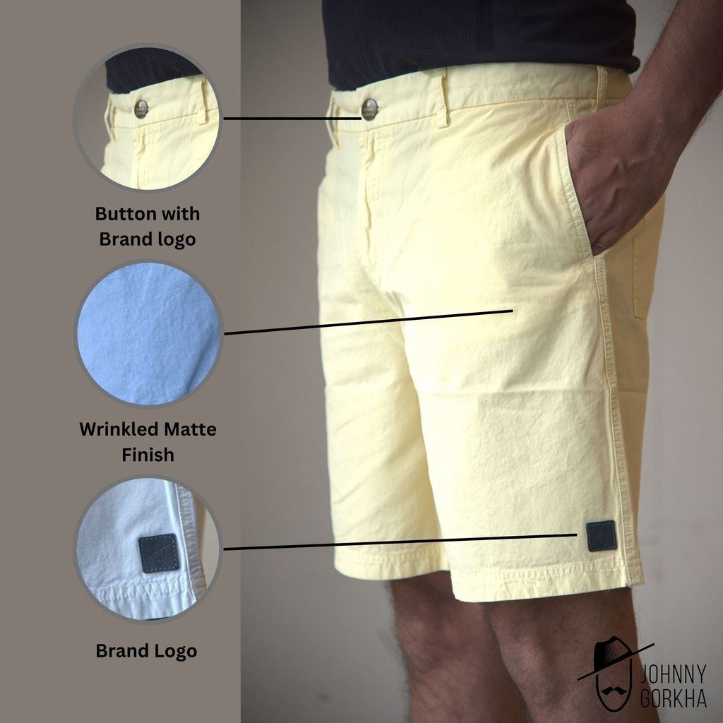 Johnny Gorkha Men's 100% Cotton Summer Shorts | Natural Fabric view 2