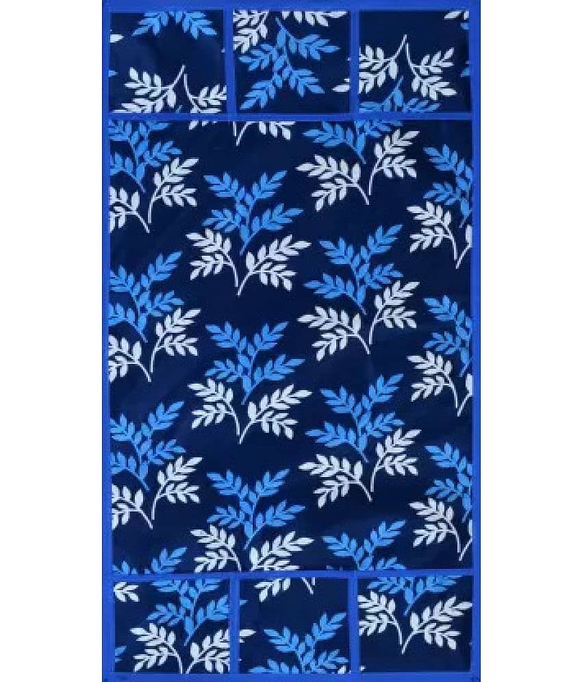Crosmo Polyester Floral Printed Fridge Mat & Cover ( 64 18 ) Pack of 7 - Blue view 2