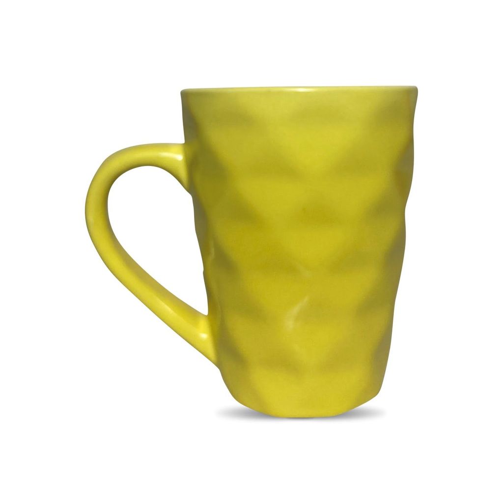 Ceramic Dining Ceramic Dining Matte Yellow Diamond Shaped Coffee Mugs Set of 2 view 2