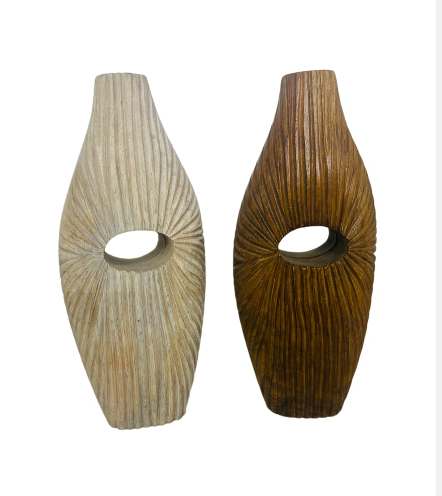 Mango wood beautiful design flower pot, flower vase view 2