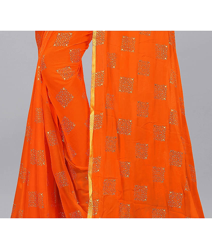 Rhey Chiffon Printed Saree With Unstitched Blouse Piece ( White ) view 2