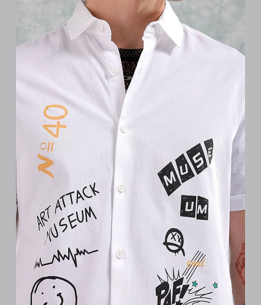 The Indian Garage Co Slim Fit Typography Printed Pure Cotton Casual Shirt view 2