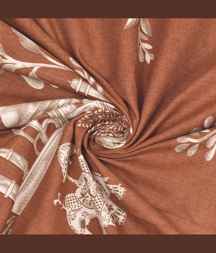 Shubastik Poly Cotton 1 Double King Bedsheet with 2 Pillow Covers ( Brown Dark ) view 2