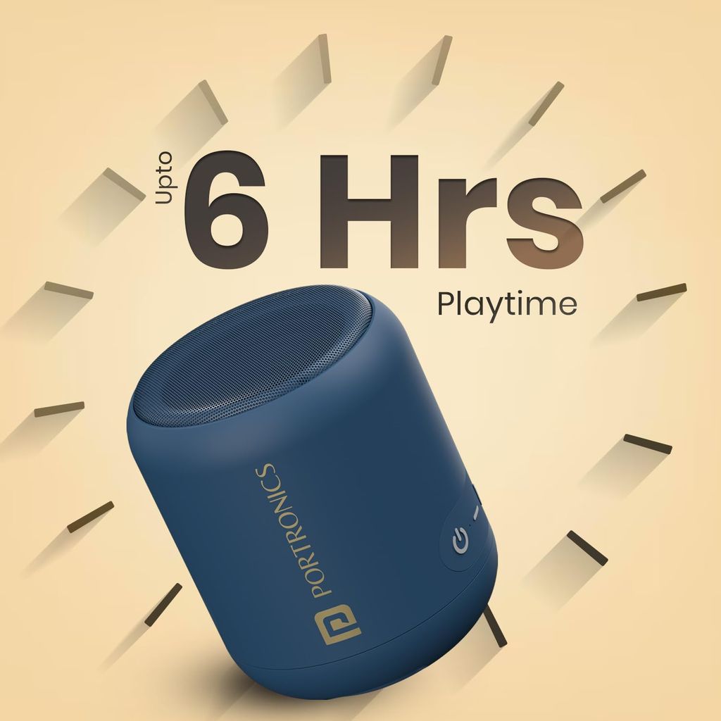 Portronics SoundDrum 1 12W TWS Portable Bluetooth Speaker with Powerful Bass, Bluetooth 5.3V, 360° Surround Sound, USB Drive in, Type C Fast Charging view 2