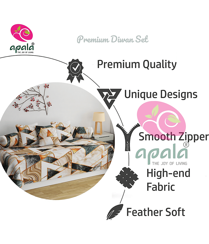 Apala Cotton Geometric Diwan Set 6 Pcs - Multi view 2
