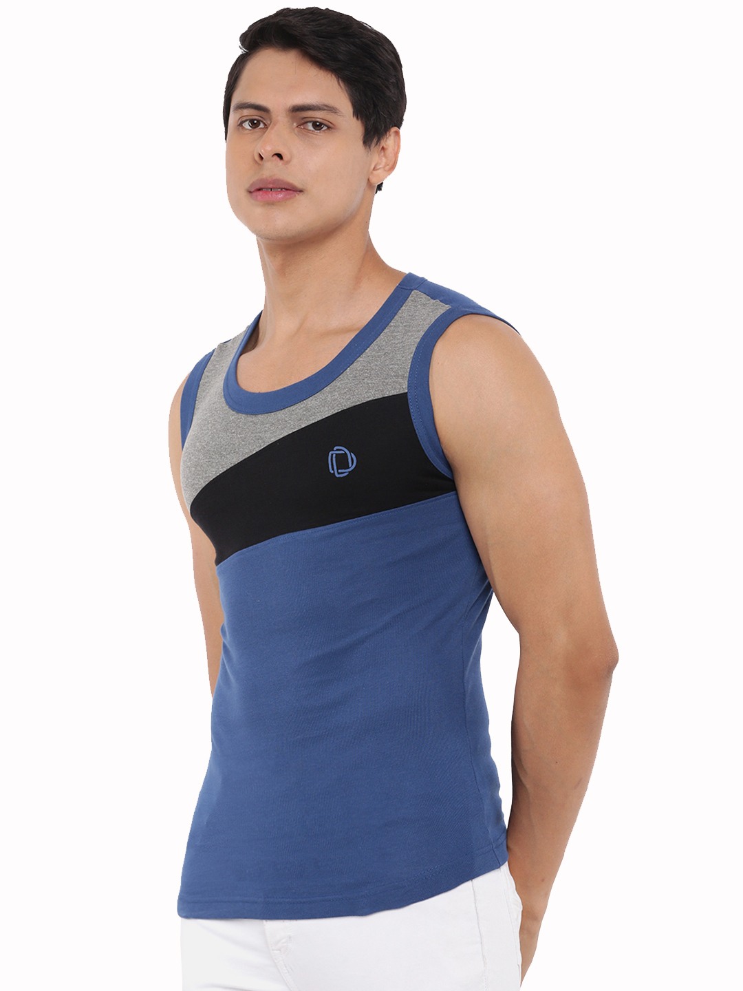Men's Assorted Pack of 5 Solid Combed Cotton Racerback Styled Gym Vest view 2