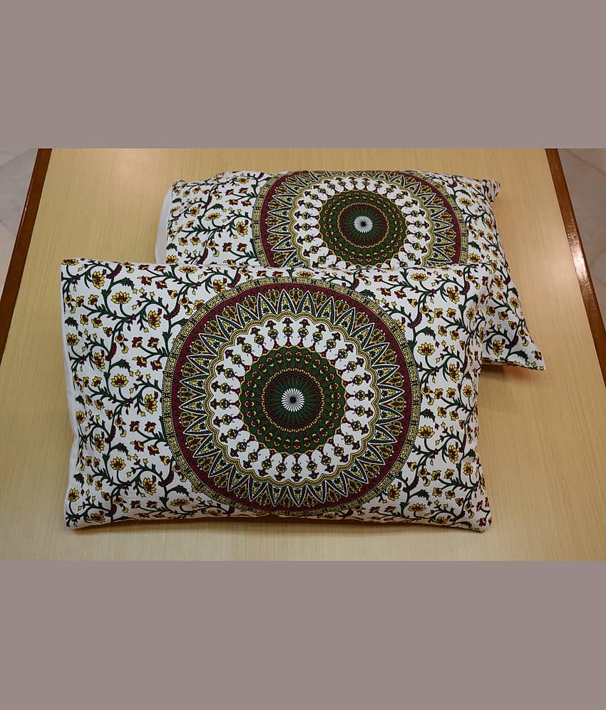 Miyanbazaz Set of 4 Cotton Floral Cylindrical Cushion Cover (45X45)cm - Yellow